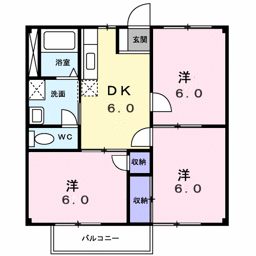 コーポフローラ(3DK/1階)の間取り写真