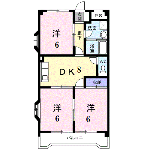 エレガンシア21(3DK/2階)の間取り写真