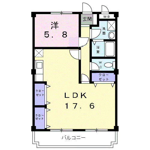 アンティエール(1LDK/4階)の間取り写真