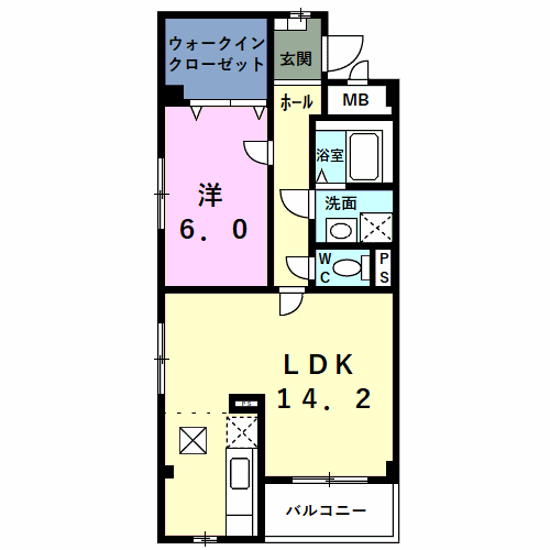 ゴールドフォレスト(1LDK/1階)の間取り写真