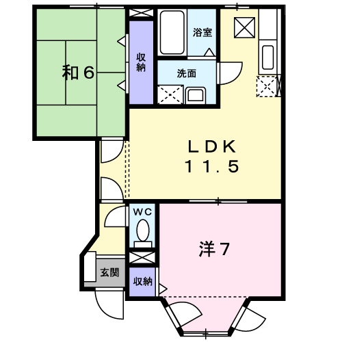 エクセラン(2LDK/1階)の間取り写真
