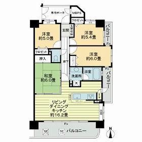 ライオンズマンション岐阜シティ(4LDK/6階)の間取り写真