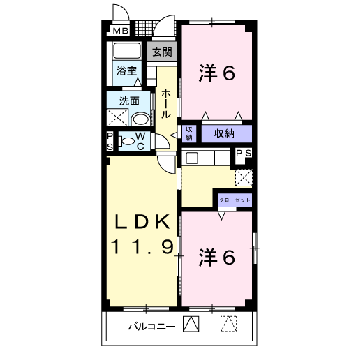 シャンパティール(2LDK/3階)の間取り写真