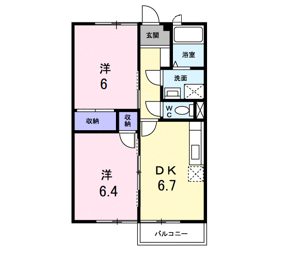 アビタシオン(2DK/2階)の間取り写真