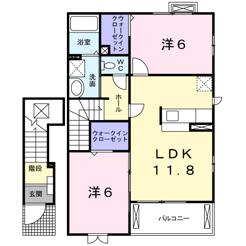 サニーハウス(2LDK/2階)の間取り写真