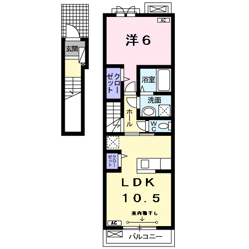 ルミエール(1LDK/2階)の間取り写真