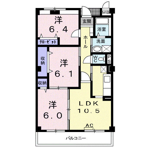 コートルピナス(3LDK/2階)の間取り写真