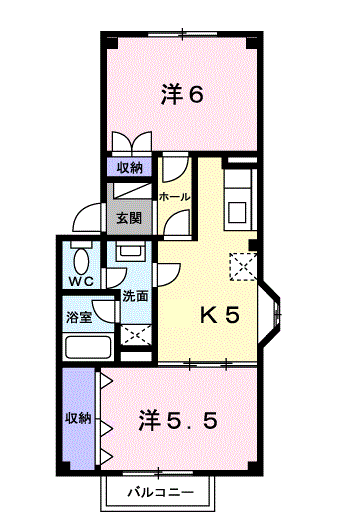 ビィー・ウィステリア(2K/2階)の間取り写真