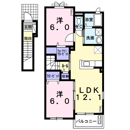 ハルモニーⅡ(2LDK/2階)の間取り写真