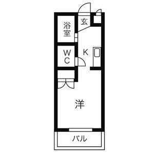 ベレッツァ岐阜(1K/2階)の間取り写真