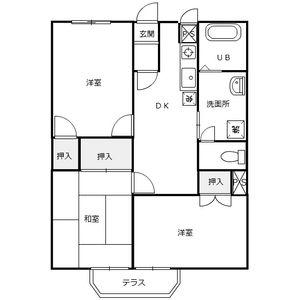 サンパレス江崎Ⅰ・Ⅱ(3DK/1階)の間取り写真