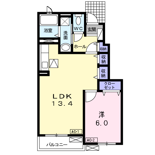 セントルイス(1LDK/1階)の間取り写真
