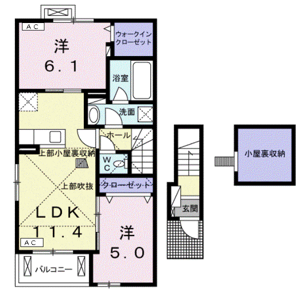 MIYAURA Ⅱ(2LDK/2階)の間取り写真