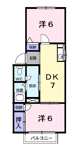 セピアガーデン高橋(2DK/2階)の間取り写真