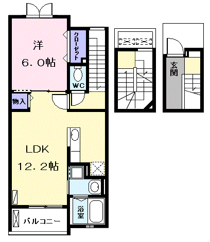 セレノカーサ(1LDK/3階)の間取り写真