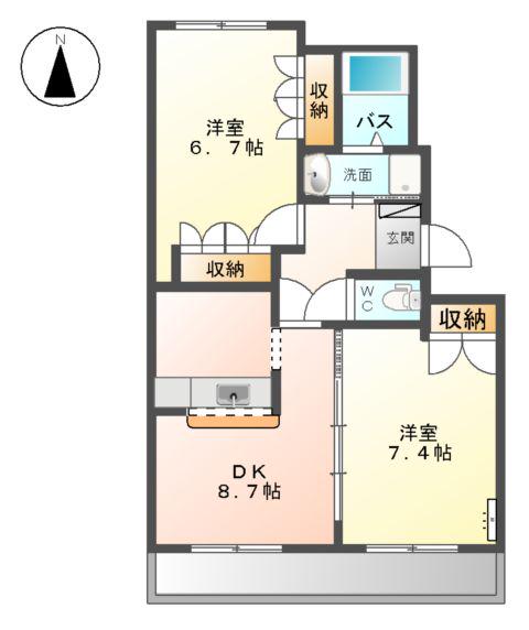 パジェール花水木(2DK/2階)の間取り写真