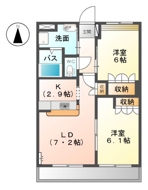GREEN FOREST Ⅱ(2LDK/3階)の間取り写真