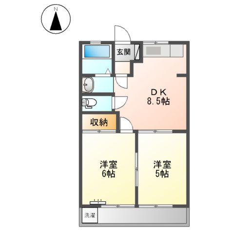 エポックハイムけんせいA・B(2DK/2階)の間取り写真