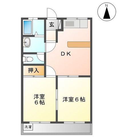 エポックハイムけんせいA・B(2DK/2階)の間取り写真