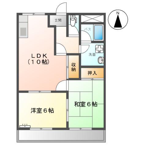 バンティアン(2LDK/2階)の間取り写真