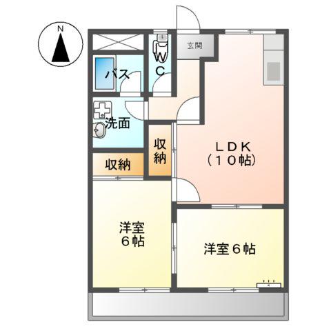 バンティアン(2LDK/1階)の間取り写真