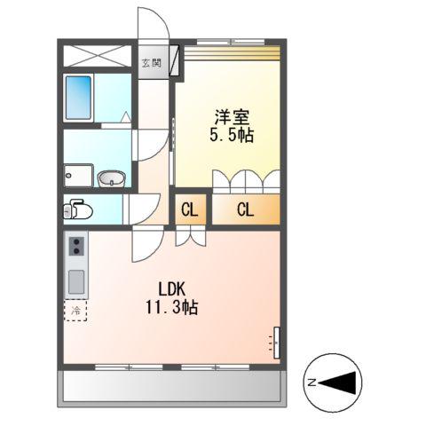 ESTELLA(1LDK/2階)の間取り写真