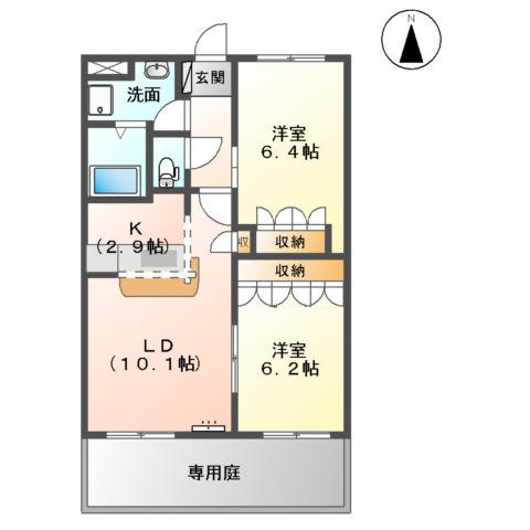 サンタモニカ・長良(2LDK/1階)の間取り写真