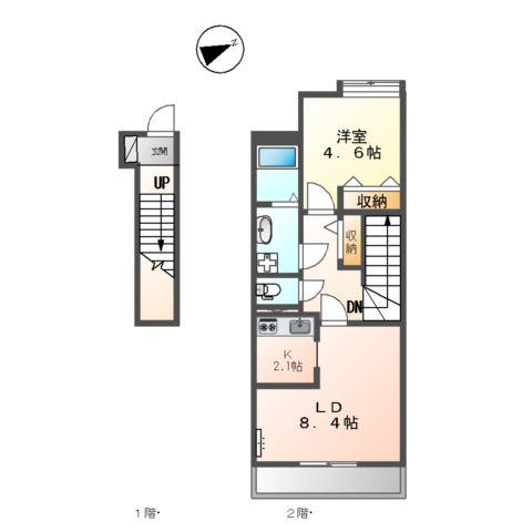 グリーンフィールド(1LDK/2階)の間取り写真