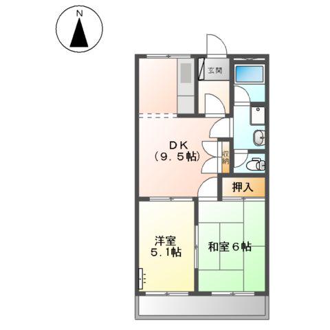 リバーサイドエムズ(2DK/2階)の間取り写真