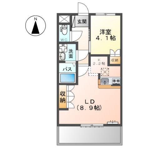 サニーヒルズ芥見(1LDK/1階)の間取り写真