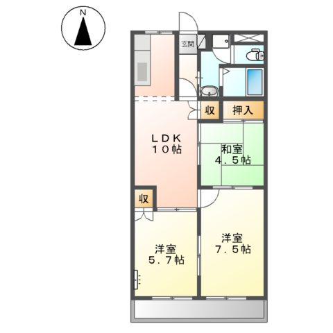 レジデンスY(3LDK/2階)の間取り写真