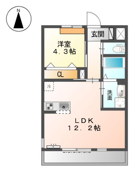 サンプレイス(1LDK/1階)の間取り写真