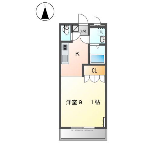 メゾン土貴野(1K/1階)の間取り写真