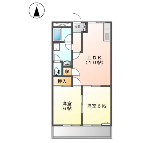 サンハイムシバ(2LDK/2階)の間取り写真