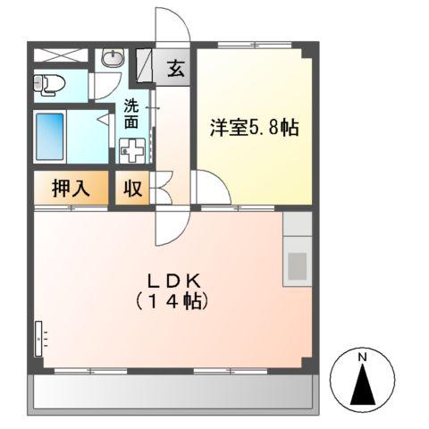 エクセルハイム10(1LDK/2階)の間取り写真