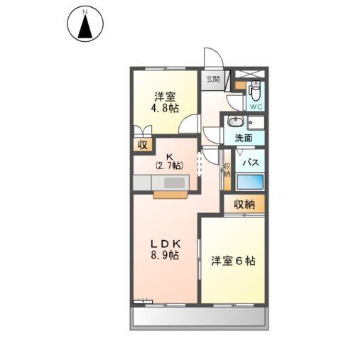 ウィズハピネス(2LDK/2階)の間取り写真