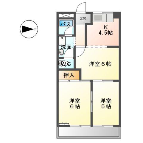 セントラルハイムTAKAHASHI(3K/2階)の間取り写真