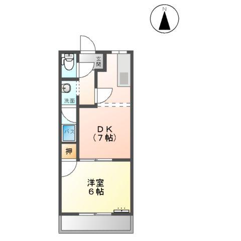 レジデンス大島(1DK/2階)の間取り写真