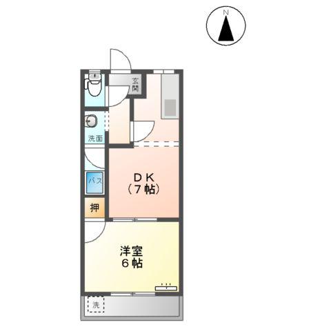 レジデンス大島(1DK/1階)の間取り写真