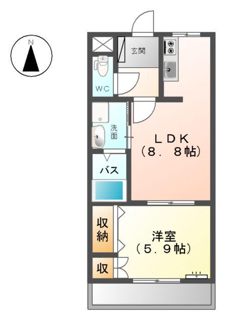レシェンテ(1LDK/2階)の間取り写真