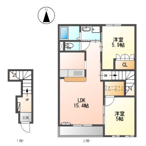 リビングストン(2LDK/2階)の間取り写真