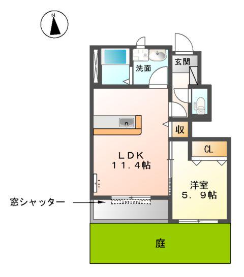 ネオ プロヴォカーレ(1LDK/1階)の間取り写真