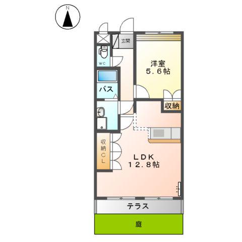 クレアーレ(1LDK/1階)の間取り写真