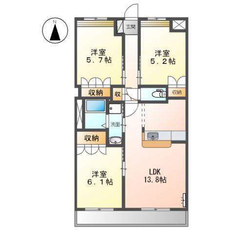 クローバー(3LDK/3階)の間取り写真