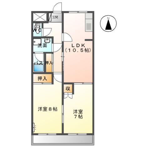 ミサオガーデンホルム(2LDK/2階)の間取り写真