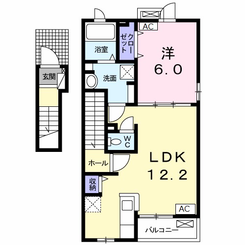 ブライト プレイス Ⅱ(1LDK/2階)の間取り写真