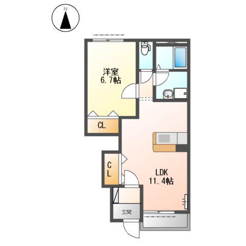 ヴィラージュA(1LDK/1階)の間取り写真