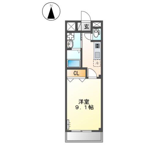 ノース GARDEN A棟(1K/2階)の間取り写真