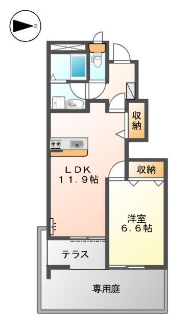 パティオアクタミ(1LDK/1階)の間取り写真