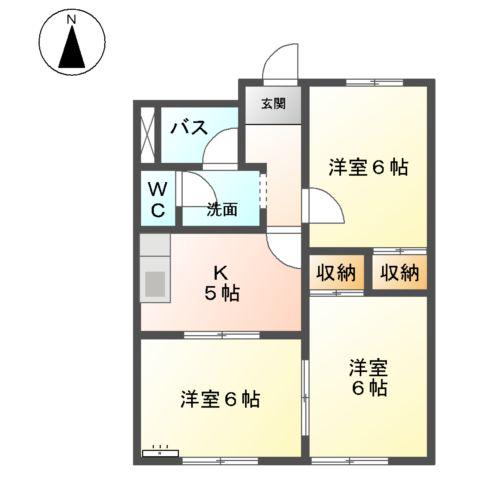 アメニティハウスオガワ(3K/2階)の間取り写真